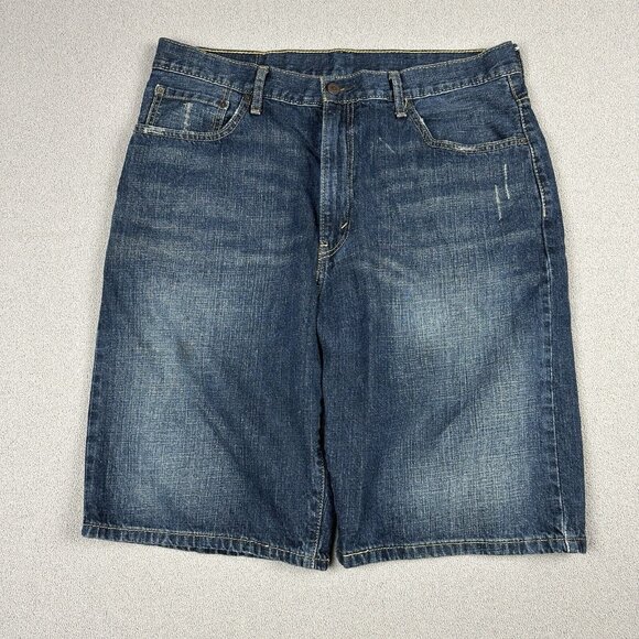 Levis 569 Mens 36 Loose Fit Jeans Shorts Blue Wash Jorts Skater Baggy Streetwear - Picture 2 of 8